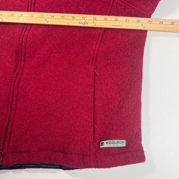 Woolrich Jacket Womens XL Red Wool Full Zip Grip Waist Mesh Lined Coat Mock Neck - Picture 4 of 13